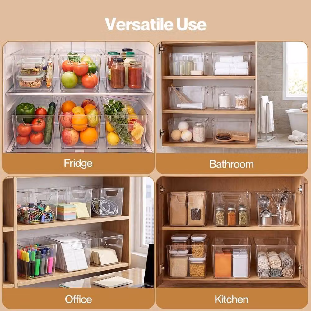KORVIXA 6-Piece Clear Plastic Fridge Storage Bins – 4