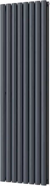 Omeara Anthracite Horizontal Double Panel Radiator with Feet, W: 1600 mm, H: 464 mm
