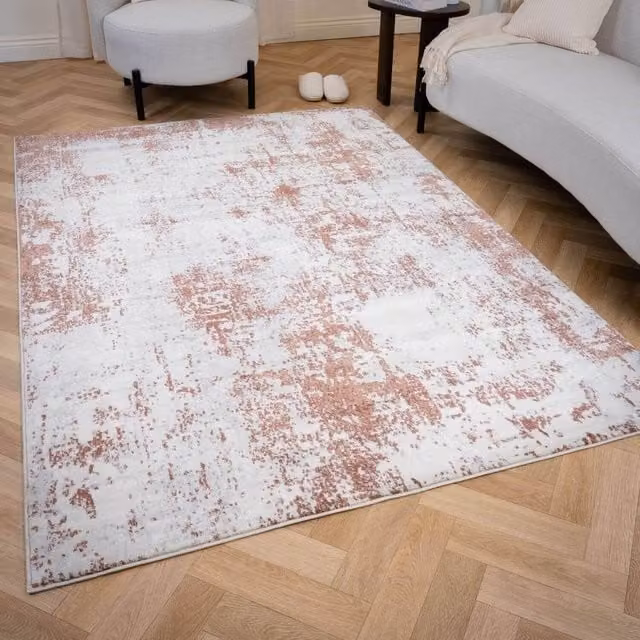 THE RUGS Elaris Stain Resistant Abstract Distressed Living Room Area Rug in Pink, W: 160 cm, L: 230 cm