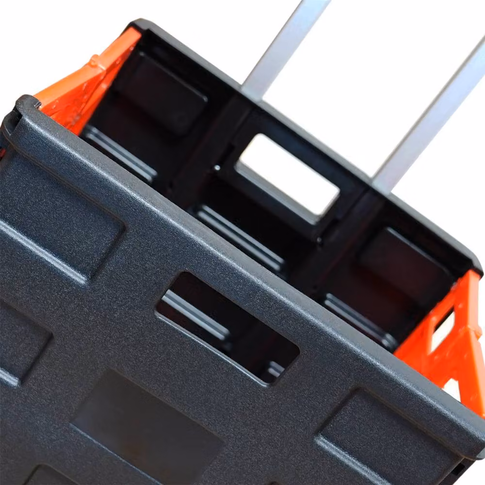 VOGREX Foldable Wheeled Boot Shopping Trolley Storage Crate in Orange, W/D/H: 38 x 36 x 33 cm – 4