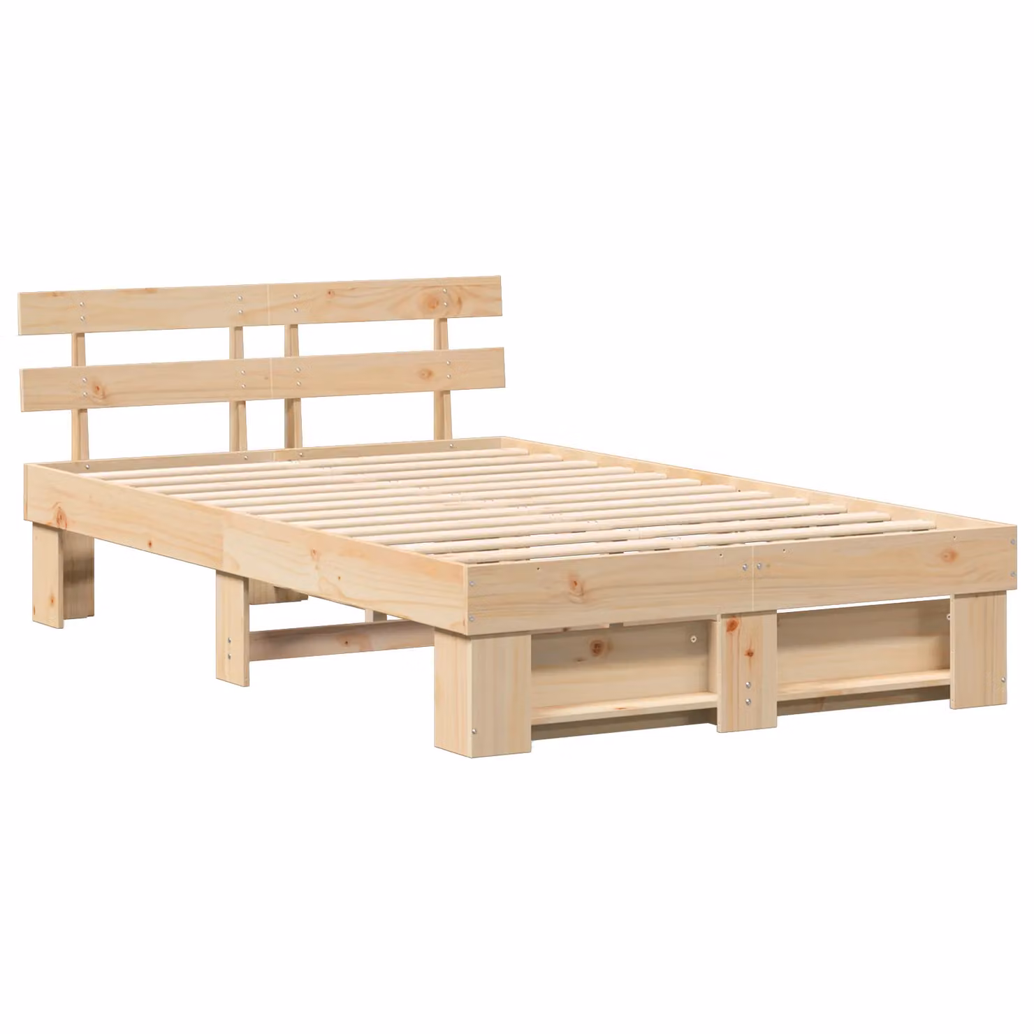 Berkfield Home Solid Pine Wood Bed with Headboard, Brown, W: 140 cm, L: 190 cm – 2