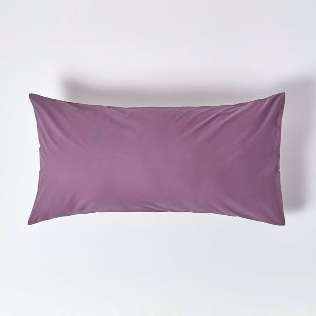 Homescapes 200 Thread Count Combed Cotton Percale Pillowcase, Purple