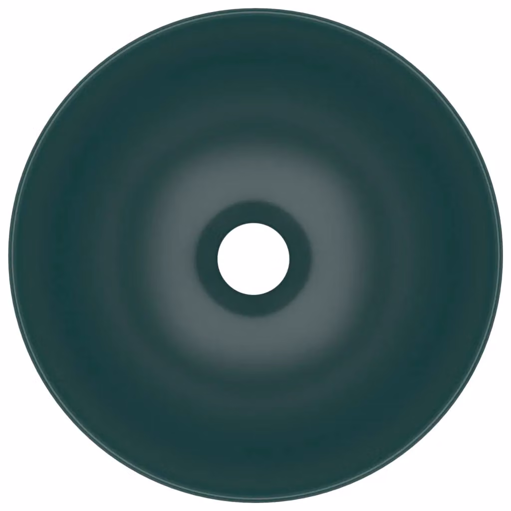 Berkfield Home Round Ceramic Countertop Bathroom Sink in Dark Green – 3