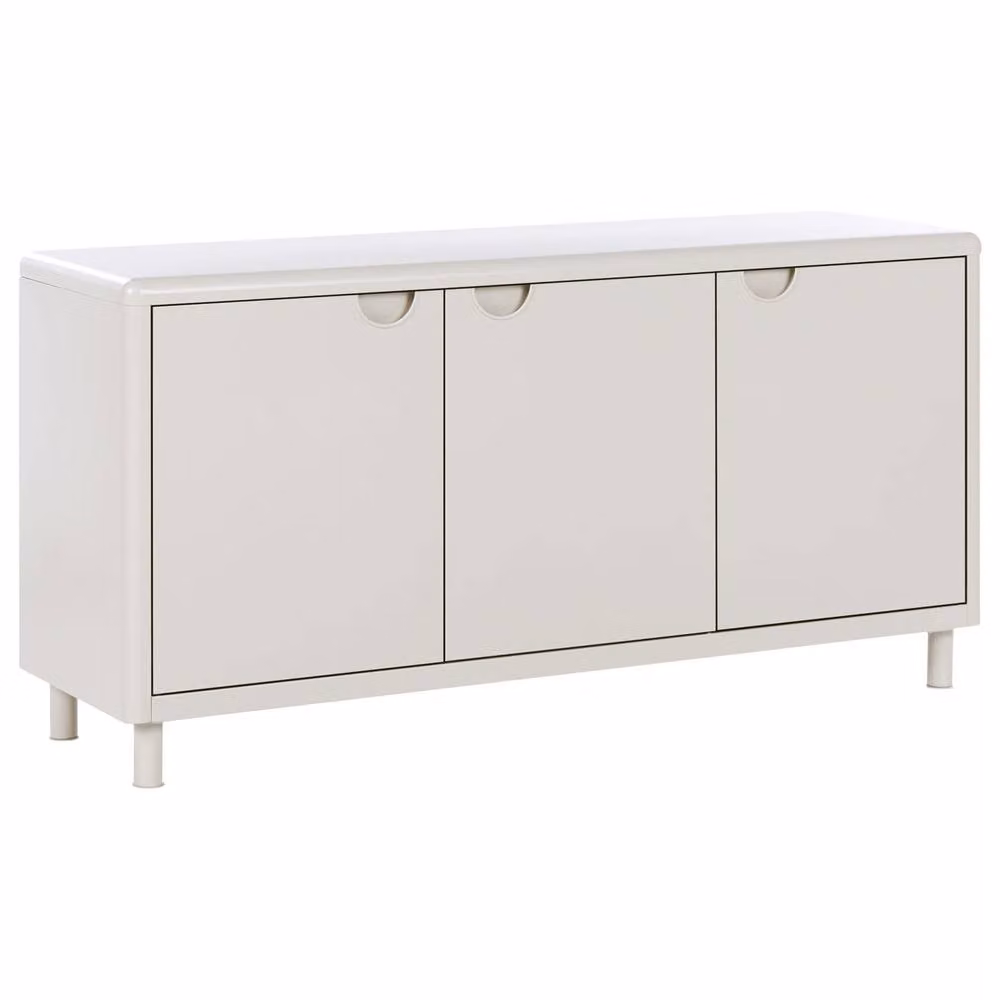 Wyld and Coco Beige Matt Metal Storage Cabinet with 3 Hinged Doors and Adjustable Shelves – 2