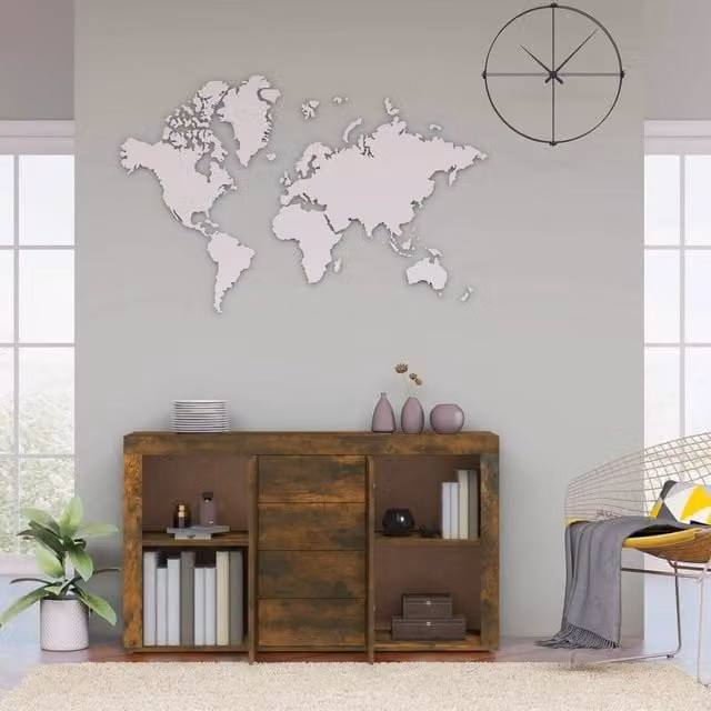 Berkfield Home Smoked Oak Sideboard in Brown, W/D/H: 120 x 36 x 69 cm