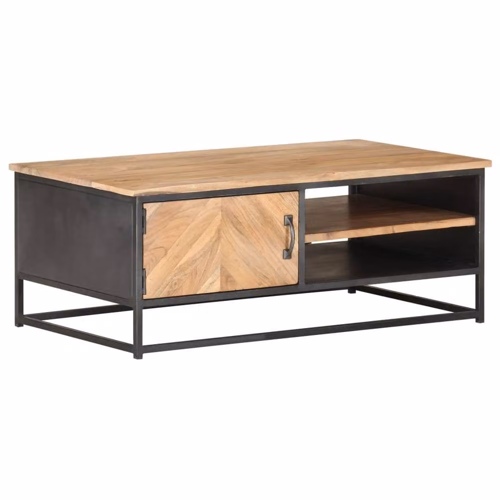 Berkfield Home Beautiful Coffee Table in Brown Solid Acacia Wood, W/D/H: 90 x 50 x 35 cm – 1