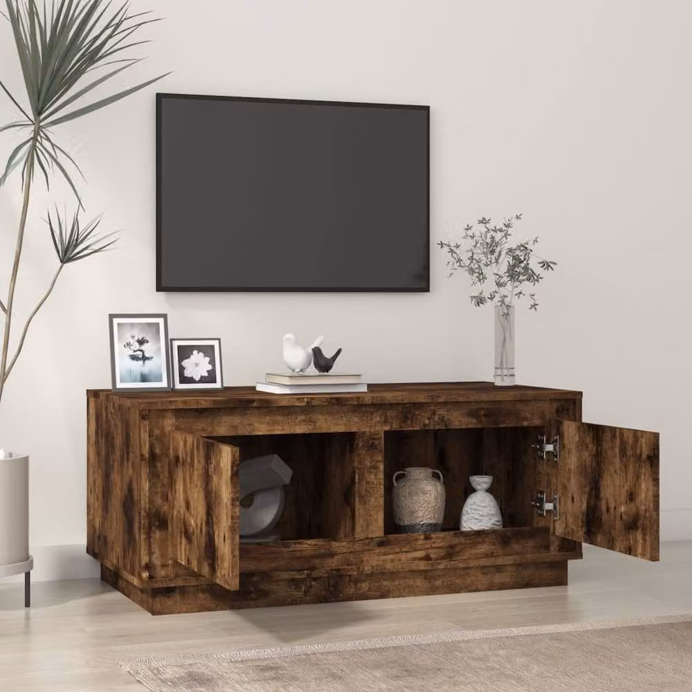 Berkfield Home Smoked Oak Coffee Table in Brown, W/D/H: 102 x 50 x 44 cm – 2