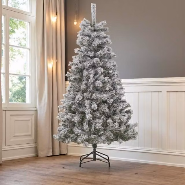 Garden Greatness 6ft Snowy Flocked Christmas Tree in White – 1
