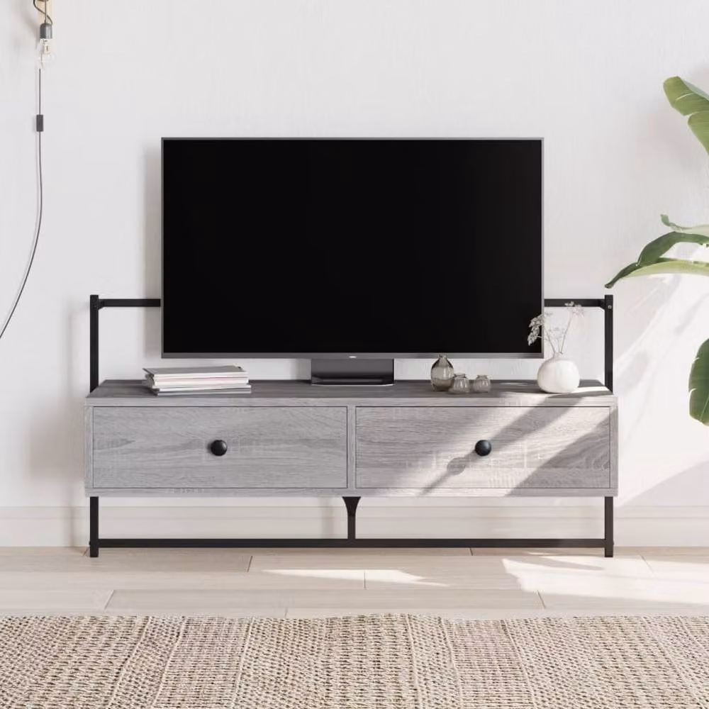 Berkfield Home Wall-mounted TV Cabinet in Grey Sonoma, W: 100.5 cm, D: 30 cm, H: 51 cm – 2