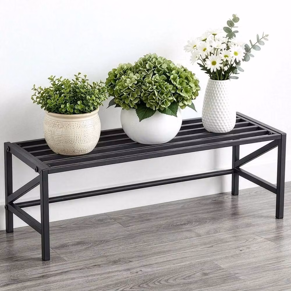VOGREX Heavy Duty Metal Plant Stand for Indoor and Outdoor Use, Black, W/D/H: 19.5 x 20.0 x 19.5 cm – 3