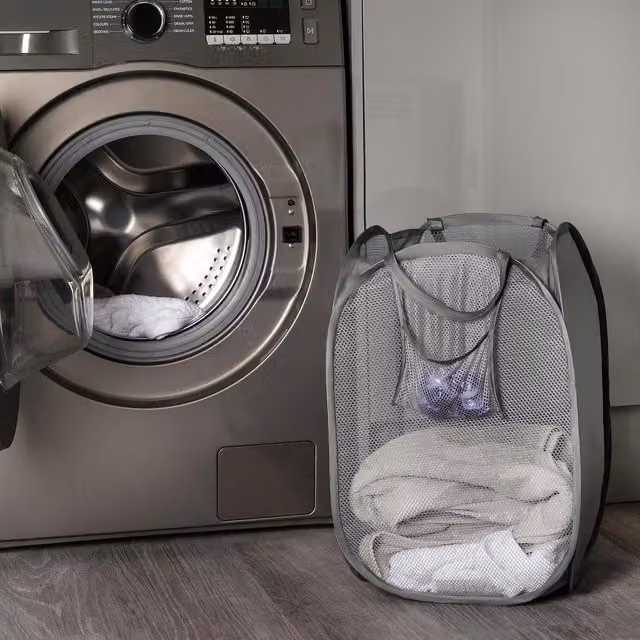 OHS Pop Up Laundry Bag with Handles, Grey