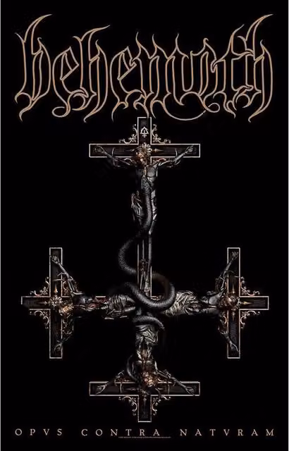 Behemoth Opvs Contra Natvram Black Typography Textile Poster