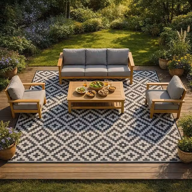 Valiant XL Grey Geometric Waterproof Rug for Indoor and Outdoor Use, W: 366 cm, D: 274 cm
