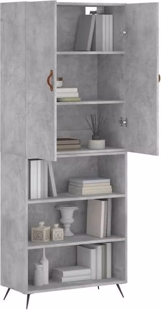 Berkfield Home Modern Highboard in Concrete Grey, W/D/H: 69.5 x 34 x 180 cm