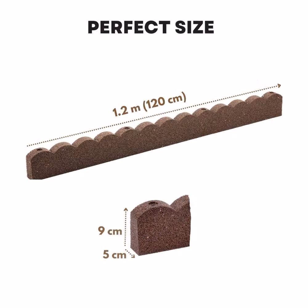 Nicoman Flexible Rubber Garden Border Edging in Brown and Grey, Scallop Stone Design, 10 Pack – 3
