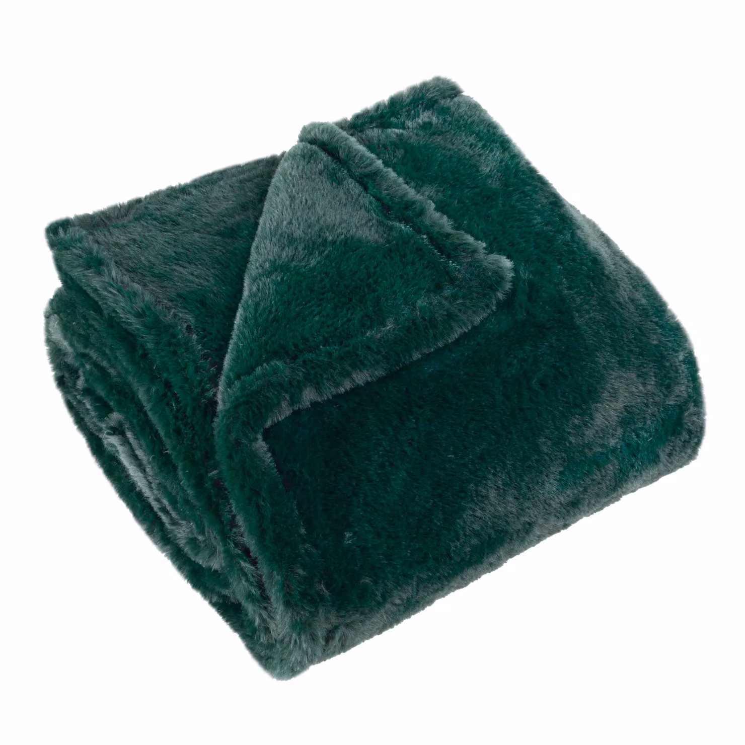 Furn Kallu Double-Sided Faux-Fur Throw in Green, W: 130 cm, D: 180 cm – 2