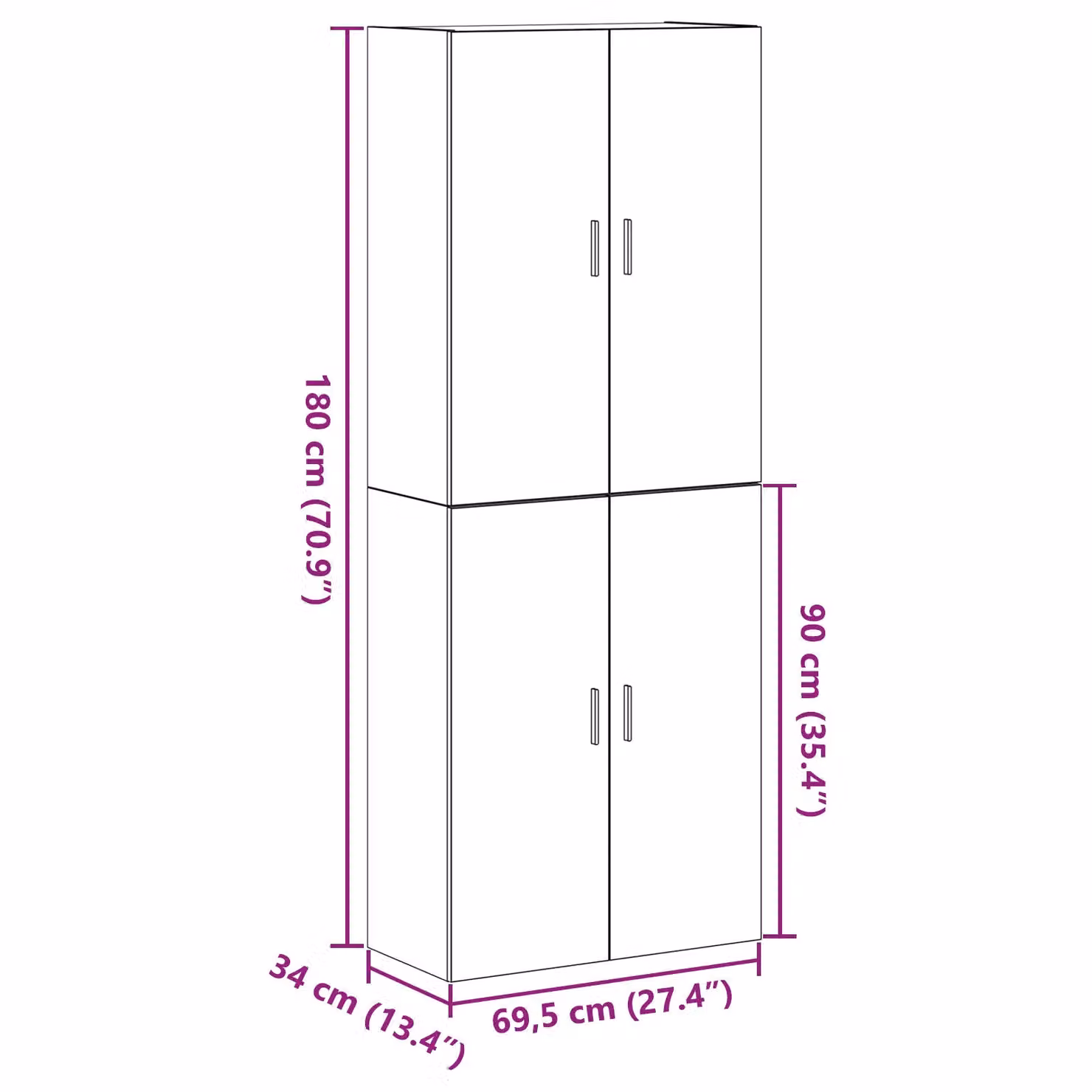 Berkfield Home Black Oak Modern Freestanding Cabinets, Set of 2, W/D/H: 69.5 x 34 x 180 cm – 4
