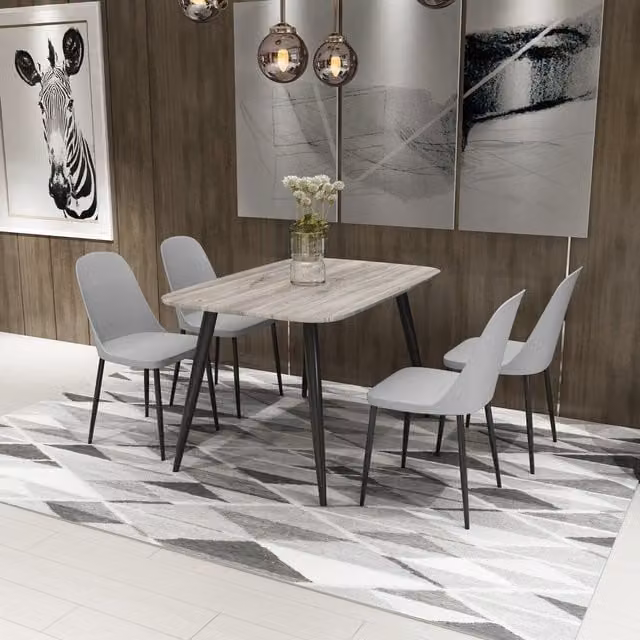 Core Products Ltd Aspen Rectangular Grey Oak Effect Dining Table and 4 Duo Plastic Chairs Set