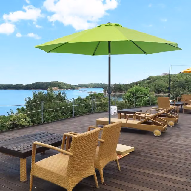 Outsunny Light Green Patio Umbrella Tilt Shelter with Aluminium Frame and Polyester Canopy