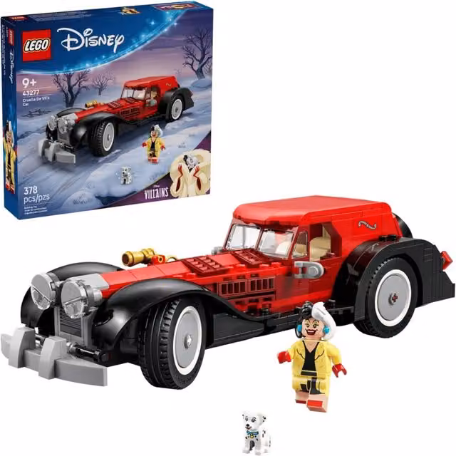 LEGO Disney 43277 Cruella De Vil Cars Playset in White and Red