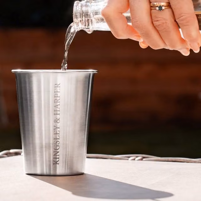 Kingsley and Harper Silver Stainless Steel Stackable Tumbler Set of 4, 335 ml