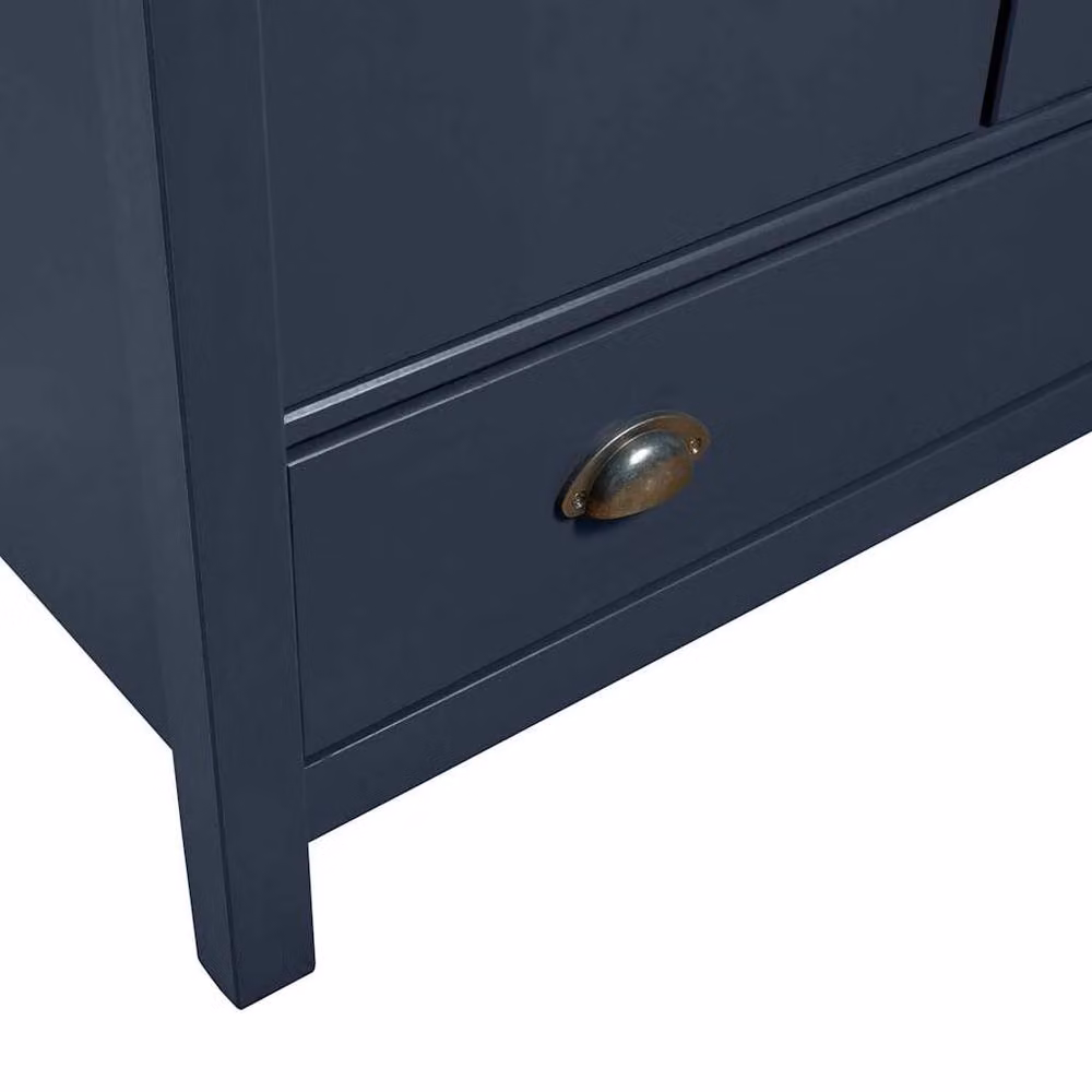 Berkfield Home Hill 3-Door Wardrobe in Grey and Dark Navy, Solid Pine Wood, W/D/H: 127 x 50 x 170 cm – 4