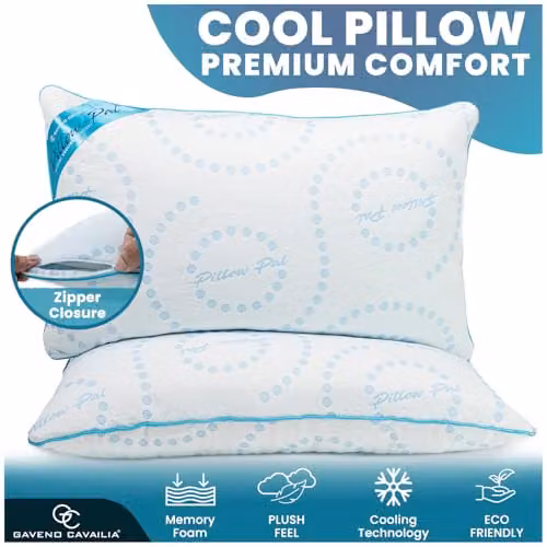 GC Gaveno Cavailia Orthopaedic Memory Foam Pain Relief Pillow, White, W: 70 cm, H: 45 cm – 2