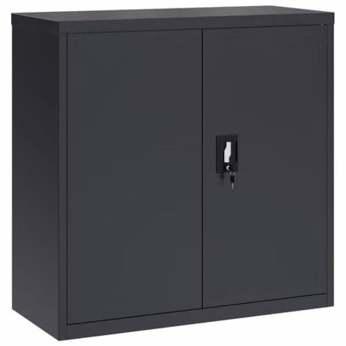 vidaXL Metal File Cabinet in Anthracite with Lock and Adjustable Shelves, W/D/H: 90 x 40 x 90 cm