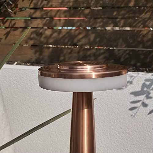 MiniSun Set of 2 Contemporary Wireless Copper Touch Table Lamps with Rechargeable LED Mood Light – 3