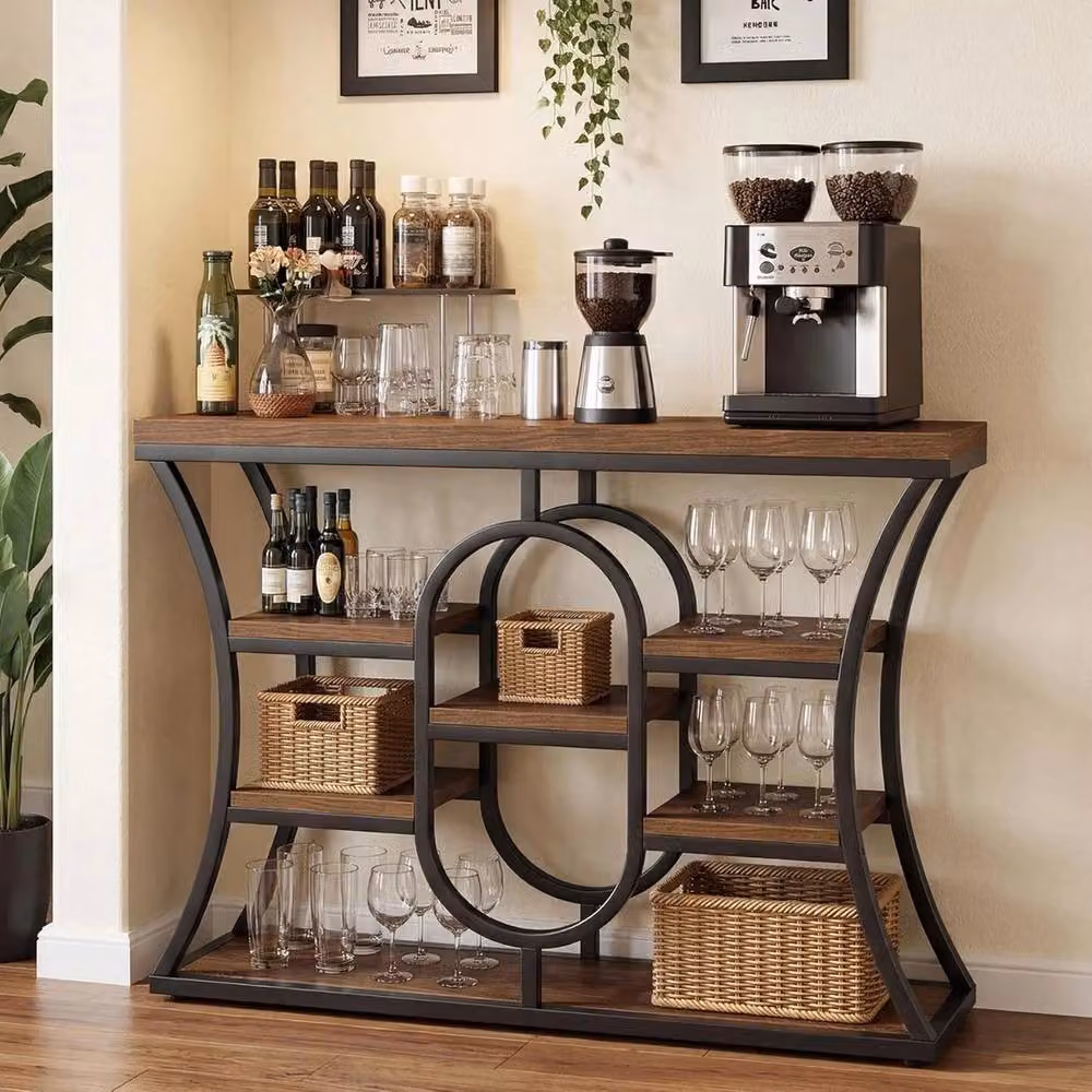 VOGREX Industrial Narrow Console Table in Brown – 3