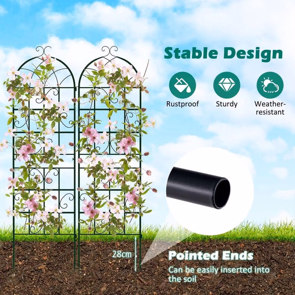 SPETLEK 4 Pack Green Galvanised Metal Garden Trellis for Climbing Plants, Height: 180 cm, Width: 50 cm – 3
