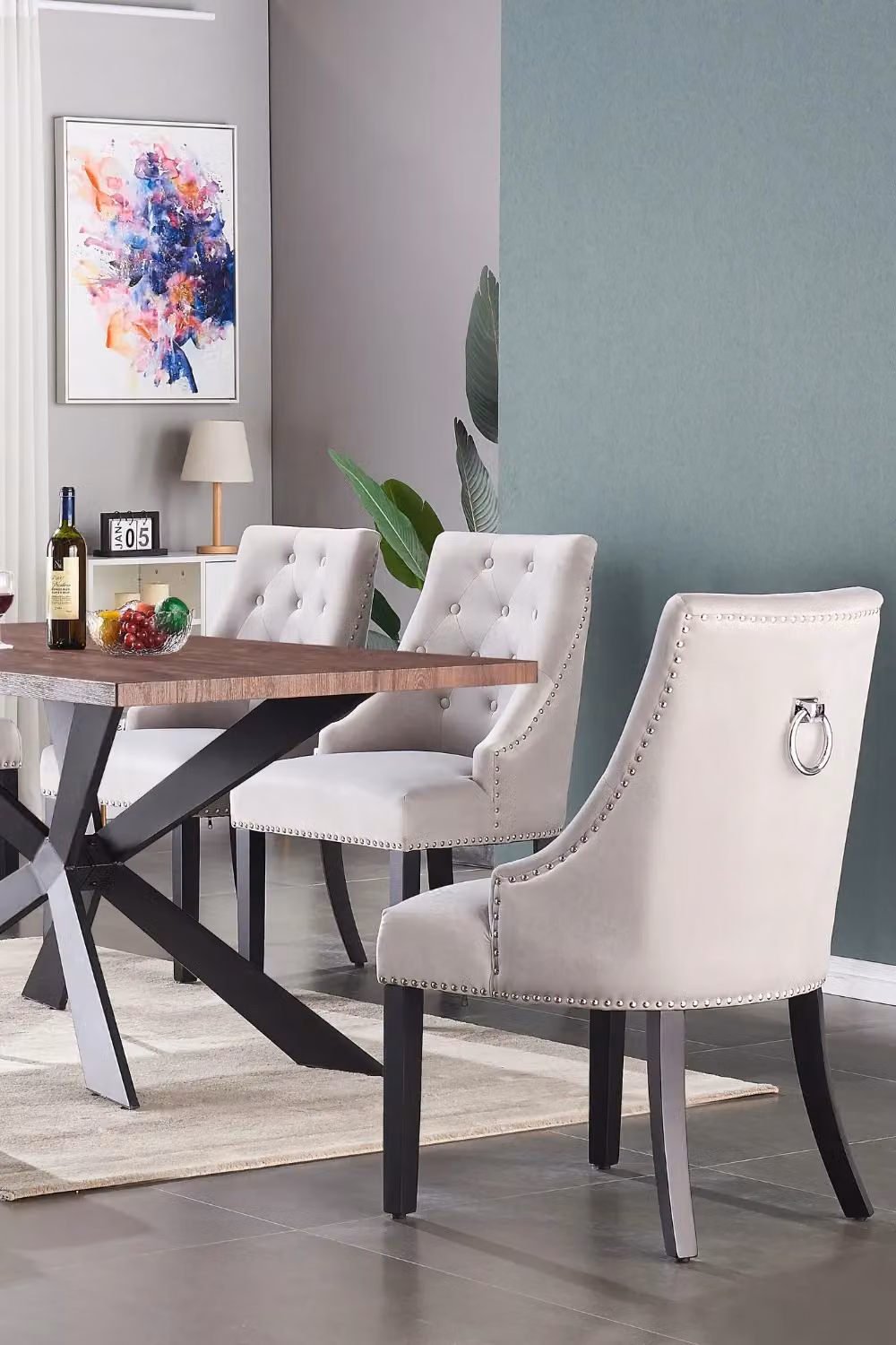 Life Interiors Set of 4 Velvet Dining Chairs in Grey – 4