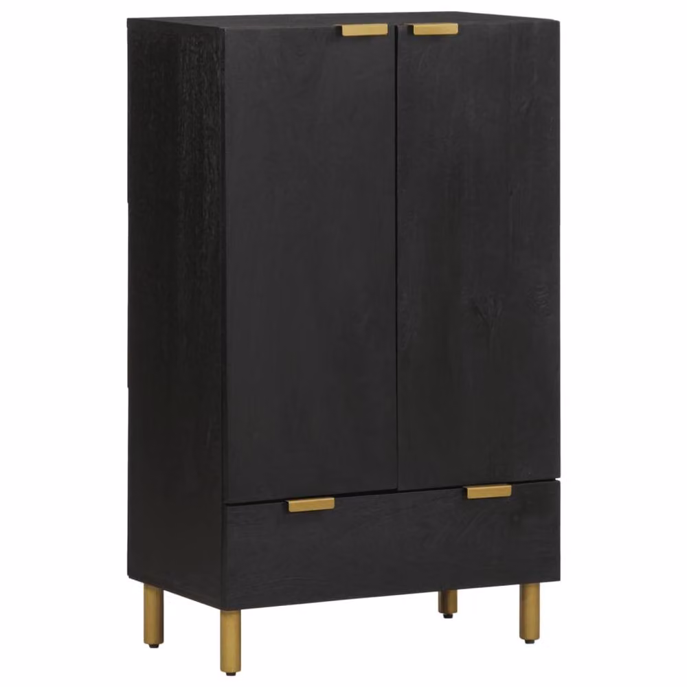 Berkfield Home Modern Black Highboard with Hinged Doors and Drawers, W/D/H: 60 x 33 x 100 cm – 2