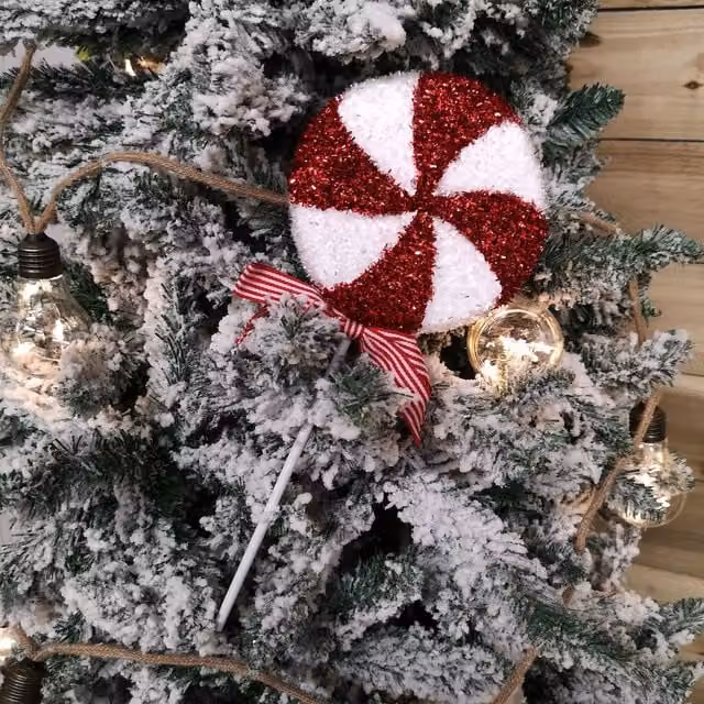 Samuel Alexander Red and White Striped Glitter Candy Cane Lollipop Christmas Pendant Decoration