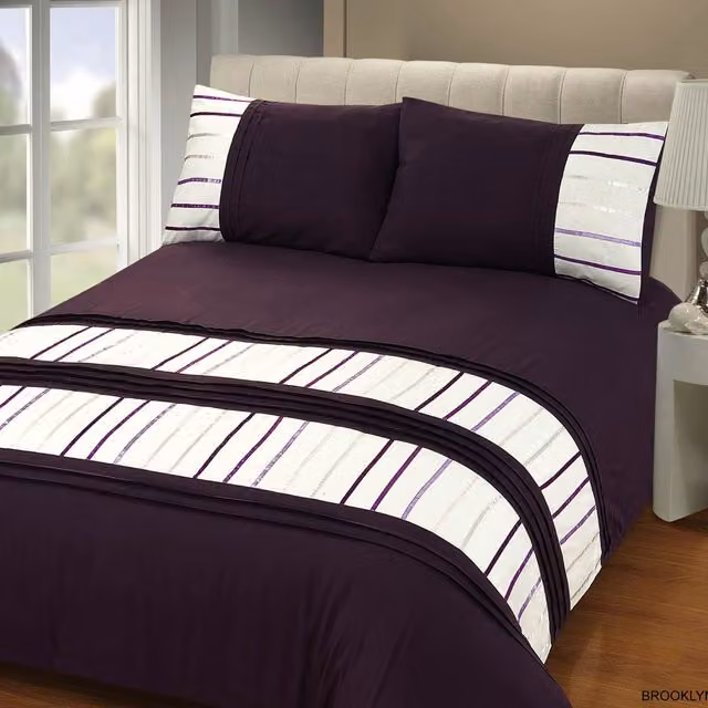 Rapport Home Brooklyn Polyester Duvet Set and Pillowcase in Purple, Single (90 x 200 cm)
