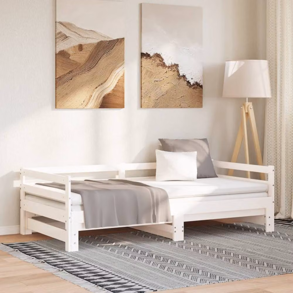 Berkfield Home White Solid Pinewood Pull-out Day Bed with Drawers, W: 90 cm, H: 184 cm, D: 200 cm – 2