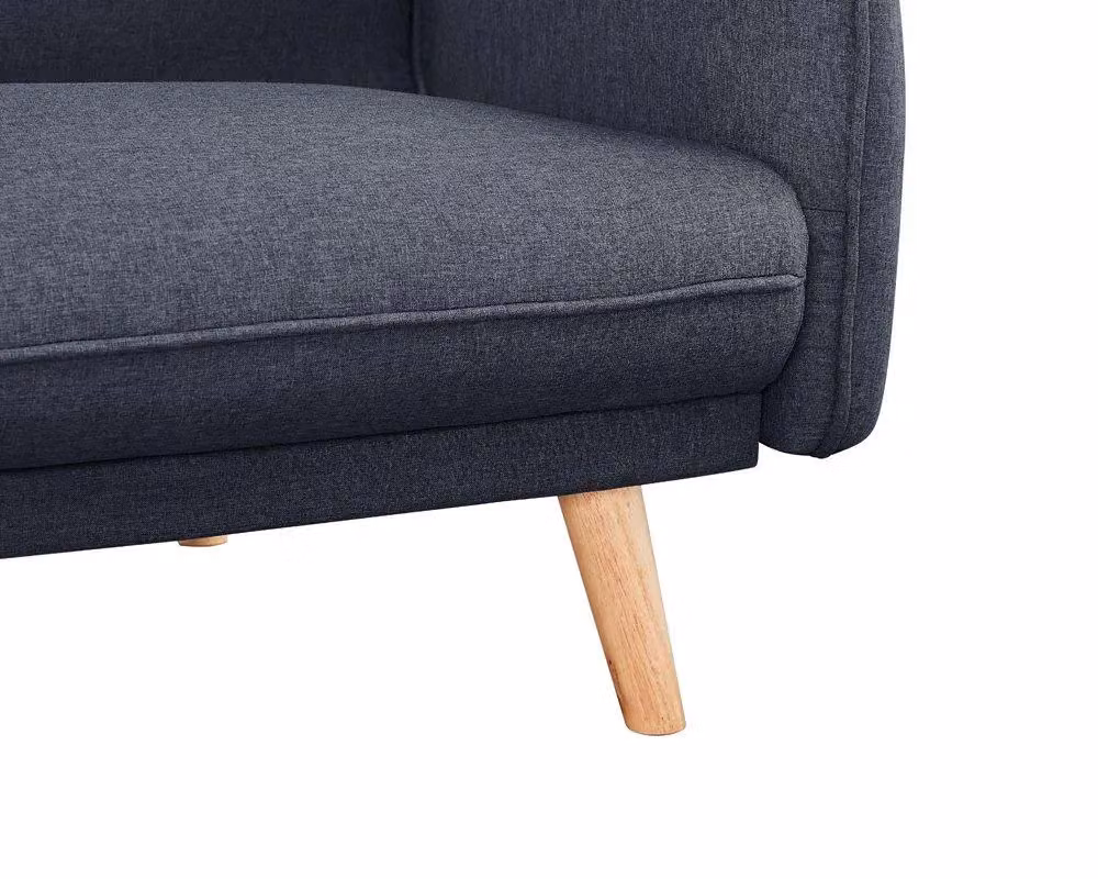 Home Detail Belmont 3 Seater Click Clack Fabric Sofa Bed in Grey and Black with Wooden Legs – 2