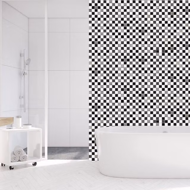 Walplus Wall Tile Stickers in Black, Grey and White, 24 Pack