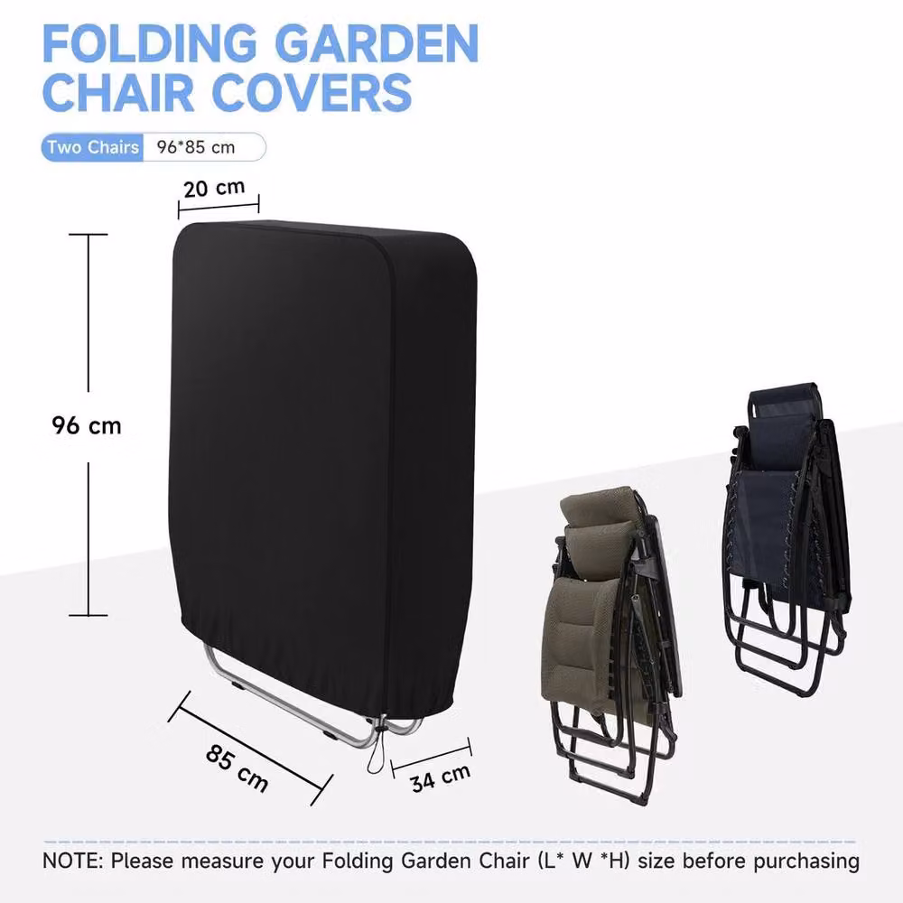 EONLION Waterproof Black Polyester Folding Recliner Chair Cover, Width: 100 cm – 2
