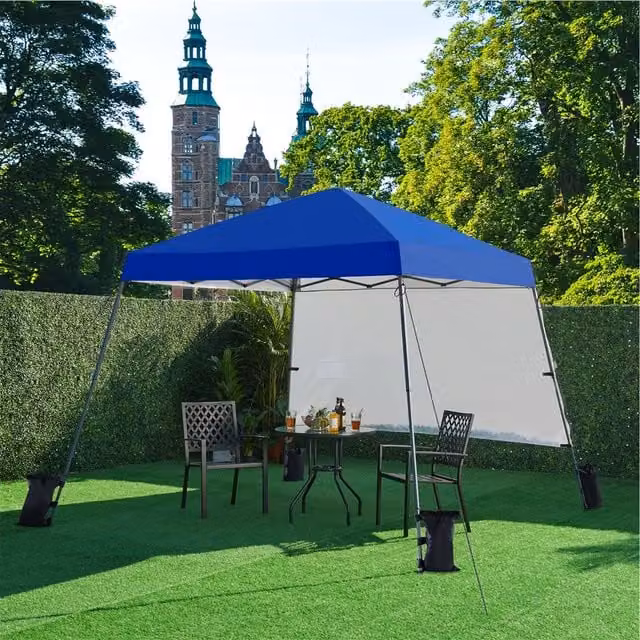 Yaheetech Blue Pop-Up Gazebo Canopy with Side Panel and UPF 50+ Protection, W: 300 cm x D: 300 cm