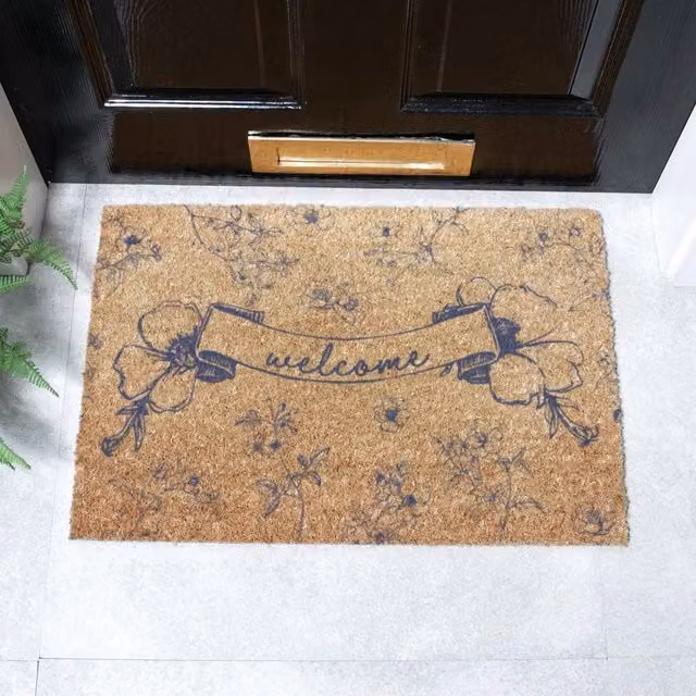 Artsy Mats Welcome Chinoiserie Coir Doormat in Beige and Sand, W/D: 60 x 40 cm