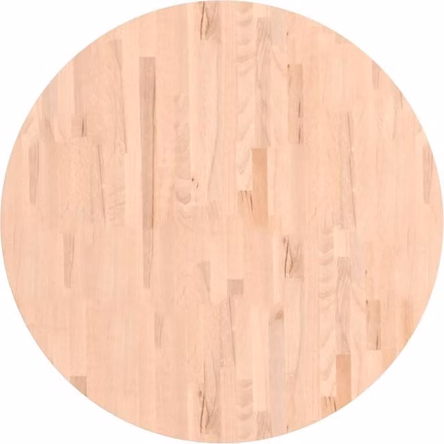 Berkfield Home Round Solid Wood Beech Table Top in Beige, Diameter: 90 cm, Height: 4 cm