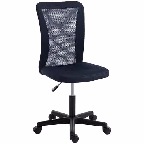 Vinsetto Ergonomic Armless Swivel Office Chair in Grey Fabric