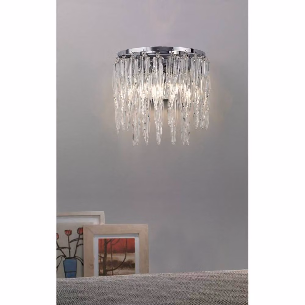 Netlighting Tropez 2-Light Wall Lamp with Grey Glass and Polished Chrome Finish – 2