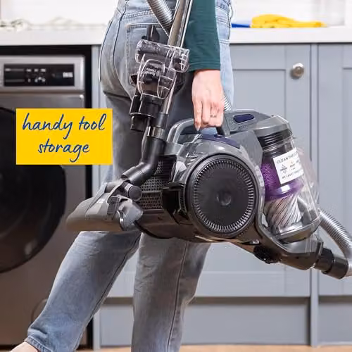 Russell Hobbs Titan2 Pet Multi-Cyclonic Bagless Cylinder Vacuum Cleaner, Grey and Purple, 700W, 3L Capacity – 6