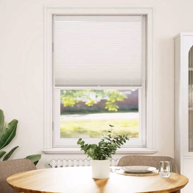 Berkfield Home White Single Pleat Polyester Plisse Blind W: 80 cm, H: 100 cm