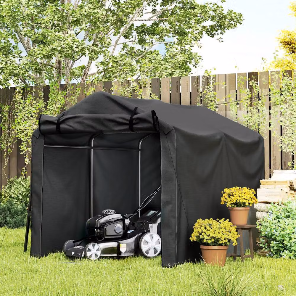 Rolipo Waterproof Garden Storage Tent with Single Zipper Door, Black, W/D/H: 220 x 160 x 220 cm – 4