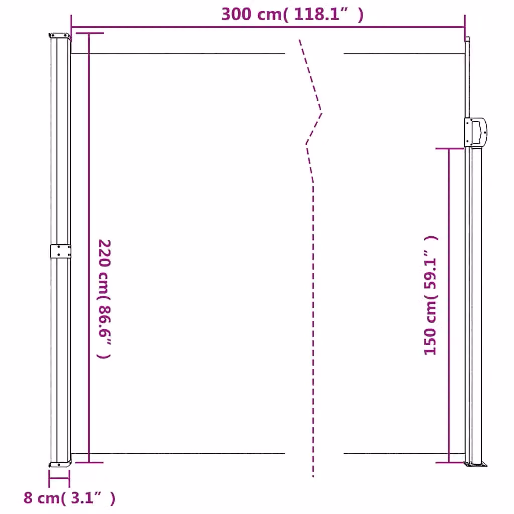 Berkfield Home Retractable Side Awning in Anthracite, W/H: 300 x 220 cm – 6