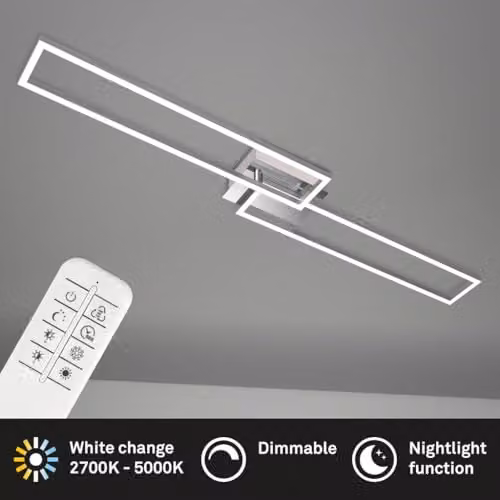 Briloner LED Ceiling Light with Remote Control, Dimmable and CCT Adjustable, Chrome, W/D/H: 110 x 24.8 x 7.8 cm – 2