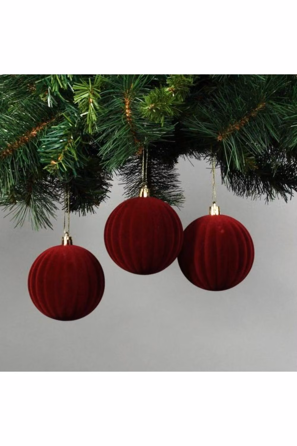 KDMD Set of 6 Red Velvet Watermelon Christmas Baubles, Diameter: 8 cm – 2